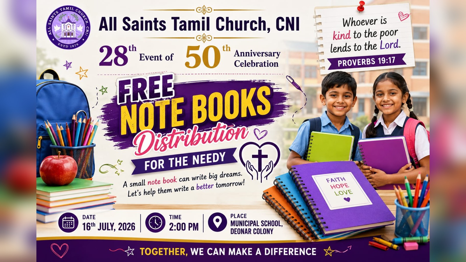 Free Notebooks Distribution for the Needy cover