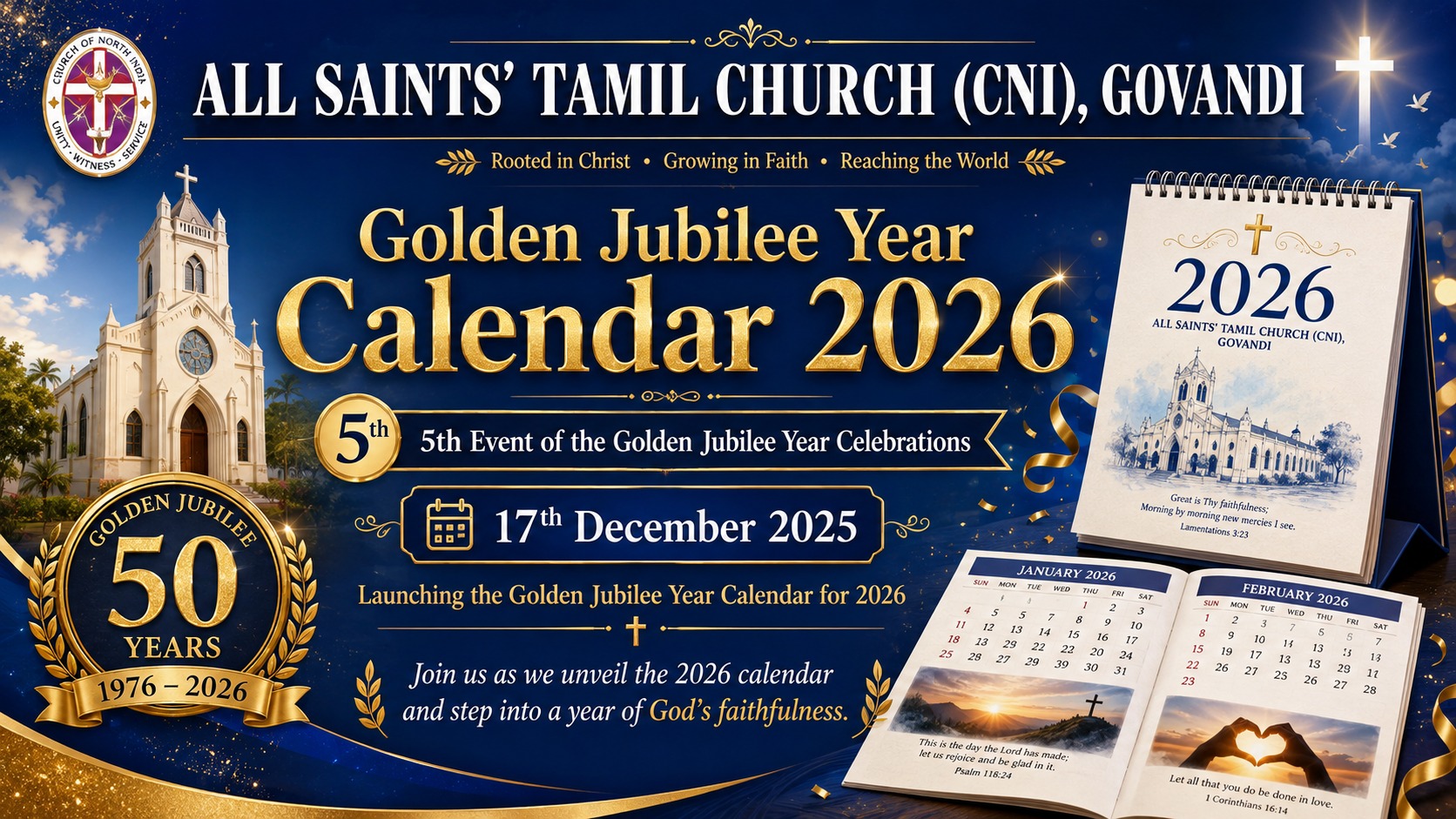 Golden Jubilee Year Calendar 2026 Launch cover